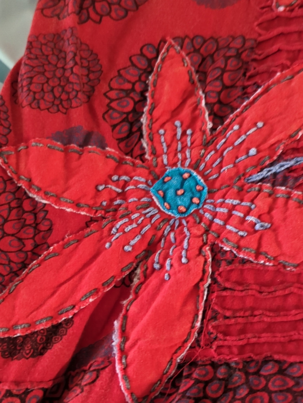 Leopards & Roses Red & Blue Dress - Picture 6 of 10